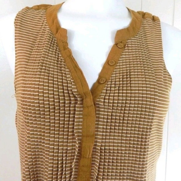 C. Keer Anthro Golden Brown Pleated Top - Picture 4 of 4